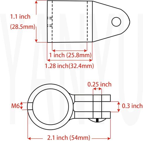 Yanyu 2 قطعة 1 بوصة بيميني الفك العلوي الشريحة الفولاذ المقاوم للصدأ 316 قارب معدات بحرية لأنبوب دائري 1 بوصة مع مفتاح سداسي على شكل حرف L in Kuwait