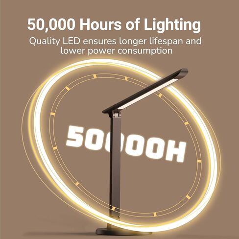 مصباح مكتب LED، مصباح طاولة للعناية بالعين مع منفذ شحن USB، 35 وضع إضاءة، وظيفة اللمس/الذاكرة، مصابيح مكتبية لمصباح القراءة الخافت للمكتب المنزلي (أبيض) in Saudi Arabia