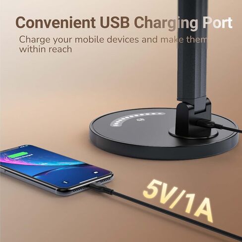 مصباح مكتب LED، مصباح طاولة للعناية بالعين مع منفذ شحن USB، 35 وضع إضاءة، وظيفة اللمس/الذاكرة، مصابيح مكتبية لمصباح القراءة الخافت للمكتب المنزلي (أبيض) in Saudi Arabia