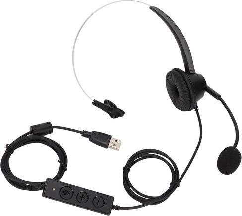 سماعة رأس للهاتف الخلوي USB، سماعة رأس سلكية ناعمة لتقليل الضوضاء للمكتب من جانب واحد مع كتم صوت الميكروفون لخدمة العملاء in Kuwait