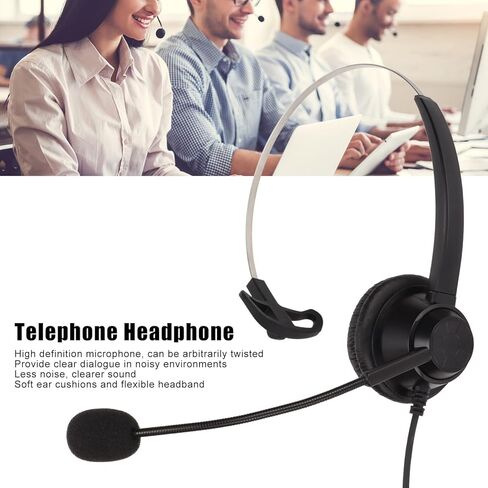 سماعة رأس للهاتف الخلوي USB، سماعة رأس سلكية ناعمة لتقليل الضوضاء للمكتب من جانب واحد مع كتم صوت الميكروفون لخدمة العملاء in Kuwait