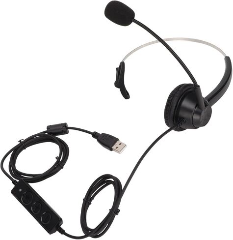 سماعة رأس للهاتف الخلوي USB، سماعة رأس سلكية ناعمة لتقليل الضوضاء للمكتب من جانب واحد مع كتم صوت الميكروفون لخدمة العملاء in Kuwait