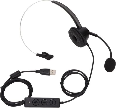 سماعة رأس للهاتف الخلوي USB، سماعة رأس سلكية ناعمة لتقليل الضوضاء للمكتب من جانب واحد مع كتم صوت الميكروفون لخدمة العملاء in Kuwait