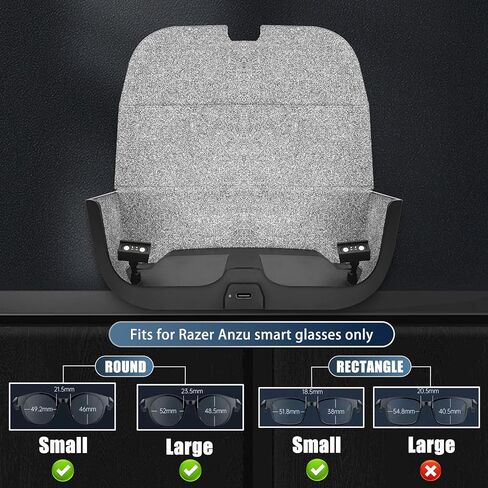 حقيبة شحن للسفر من جلد البولي يوريثان الصلب من REEYEAR مع سعة بطارية 800 مللي أمبير في الساعة تناسب نظارات Razer Anzu الذكية الدائرية، صندوق شاحن واقٍ 2 في 1 يحافظ على نظارات Razer Anzu الذكية مشحونة أثناء التنقل in Kuwait