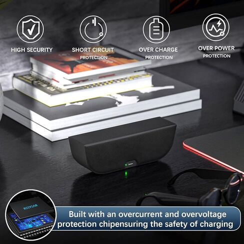 حقيبة شحن للسفر من جلد البولي يوريثان الصلب من REEYEAR مع سعة بطارية 800 مللي أمبير في الساعة تناسب نظارات Razer Anzu الذكية الدائرية، صندوق شاحن واقٍ 2 في 1 يحافظ على نظارات Razer Anzu الذكية مشحونة أثناء التنقل in Kuwait