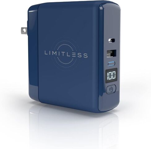 Limitless PowerPro Go 10,000mAh Power Bank 3-in-1 Wall Charger with Type-C Power Delivery, USB-A, & Qi Wireless Charging, Digital Display & Fast Charging for iPhone Android, Samsung (Black) in Saudi Arabia