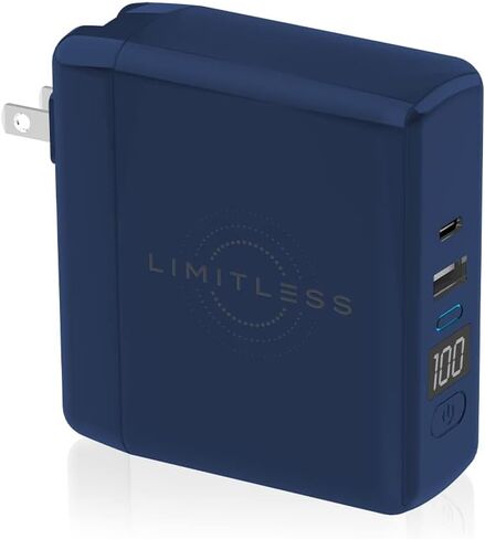 Limitless PowerPro Go 10,000mAh Power Bank 3-in-1 Wall Charger with Type-C Power Delivery, USB-A, & Qi Wireless Charging, Digital Display & Fast Charging for iPhone Android, Samsung (Black) in Saudi Arabia