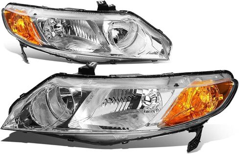 DNA Motoring HL-OH-HC064D-SM-AM دخان عدسة العنبر المصابيح الأمامية لاستبدال 06-11 سيفيك سيدان ذات 4 أبواب in Saudi Arabia