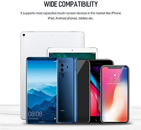 أقلام لمس لشاشات اللمس، قلم لمس نشط متوافق مع Apple، قلم رقمي دقيق 1.5 مم، قلم قابل لإعادة الشحن لأجهزة i-Pad/Pro/Air/Mini/i-Phone/الهاتف المحمول/Samsung/الكمبيوتر اللوحي للرسم والكتابة (أبيض) in Kuwait