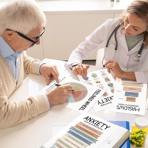 ملصقات مخطط مشاعر الصحة العقلية - 10 قطع من الرسوم البيانية لمهارات التعامل مع المشاعر للمنزل والمكتب وزاوية التهدئة التي يجب اقتناؤها لتزيين الحائط، وهدايا علم النفس للمعالج ومستشار المدرسة والأخصائي الاجتماعي in Kuwait