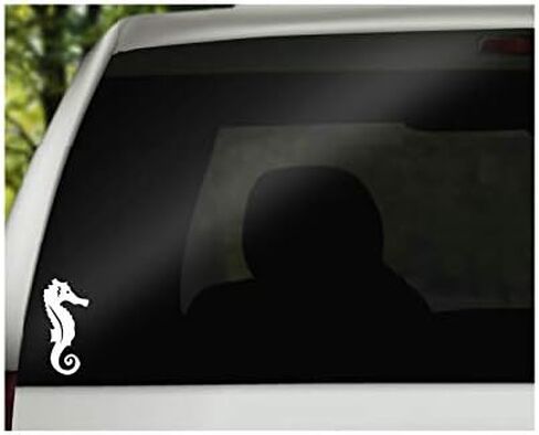 Seahorse Vinyl Decal | White | Made in USA by Foxtail Decals | for Car Windows, Tablets, Laptops, Water Bottles, etc. | 2.1 x 4.5 inch in Saudi Arabia