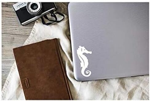 Seahorse Vinyl Decal | White | Made in USA by Foxtail Decals | for Car Windows, Tablets, Laptops, Water Bottles, etc. | 2.1 x 4.5 inch in Saudi Arabia