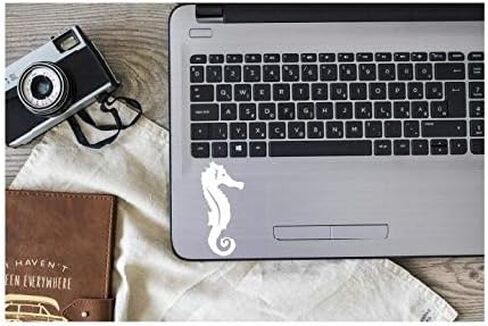 Seahorse Vinyl Decal | White | Made in USA by Foxtail Decals | for Car Windows, Tablets, Laptops, Water Bottles, etc. | 2.1 x 4.5 inch in Saudi Arabia