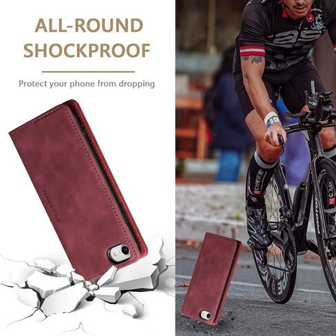 QLTYPRI Leather Wallet Case for iPhone 6 Plus/6S Plus, Vintage Flip Folio Cover with Card Slot, Magnetic Closure, Shockproof Protective Cover - Black in Saudi Arabia