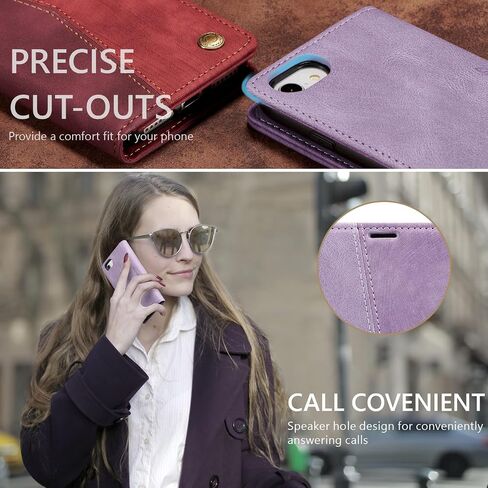 QLTYPRI Leather Wallet Case for iPhone 6 Plus/6S Plus, Vintage Flip Folio Cover with Card Slot, Magnetic Closure, Shockproof Protective Cover - Black in Saudi Arabia