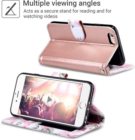 حافظة محفظة ULAK iPhone 6s، محفظة iPhone 6، حافظة محفظة من جلد البولي يوريثان قابلة للطي لهاتف iPhone 6S مع حامل للبطاقات، غطاء واقٍ مقاوم للصدمات لهاتف iPhone 6/6s 4.7 بوصة، ذهبي وردي in Kuwait