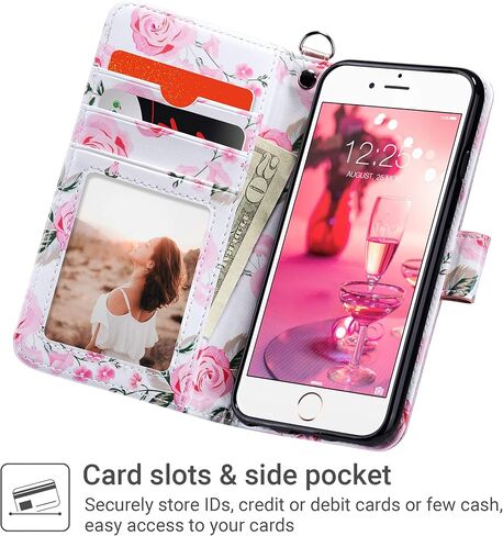 حافظة محفظة ULAK iPhone 6s، محفظة iPhone 6، حافظة محفظة من جلد البولي يوريثان قابلة للطي لهاتف iPhone 6S مع حامل للبطاقات، غطاء واقٍ مقاوم للصدمات لهاتف iPhone 6/6s 4.7 بوصة، ذهبي وردي in Kuwait