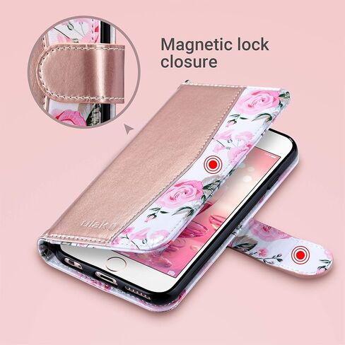 حافظة محفظة ULAK iPhone 6s، محفظة iPhone 6، حافظة محفظة من جلد البولي يوريثان قابلة للطي لهاتف iPhone 6S مع حامل للبطاقات، غطاء واقٍ مقاوم للصدمات لهاتف iPhone 6/6s 4.7 بوصة، ذهبي وردي in Kuwait