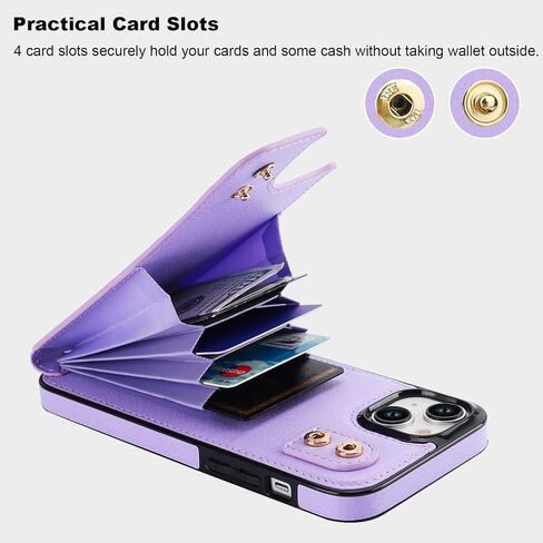 Folosu Compatible with iPhone 15 Plus Case Wallet with Card Holder, 360°Rotation Finger Ring Holder Kickstand, RFID Blocking Leather Protective Double Buttons Shockproof Cover 6.7 Inch Rose Gold in Saudi Arabia