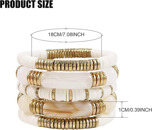 مجموعة أساور ملونة مطرزة من طين البوليمر واللؤلؤ قابلة للتكديس Y2K Kidcore Summer Beach البوهيمي طبقات أساور مجوهرات للنساء والفتيات المراهقات in Kuwait