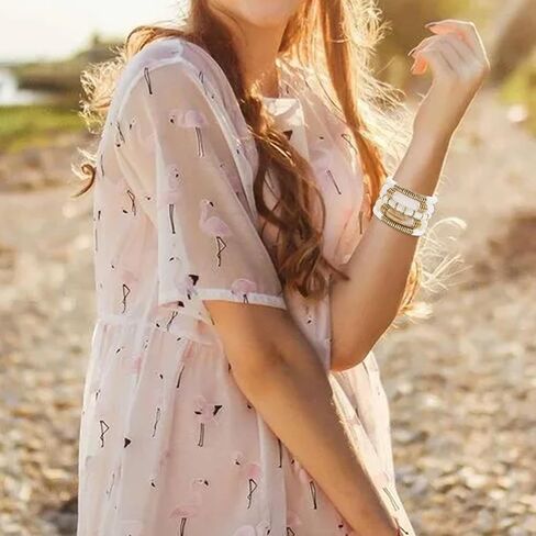 مجموعة أساور ملونة مطرزة من طين البوليمر واللؤلؤ قابلة للتكديس Y2K Kidcore Summer Beach البوهيمي طبقات أساور مجوهرات للنساء والفتيات المراهقات in Kuwait