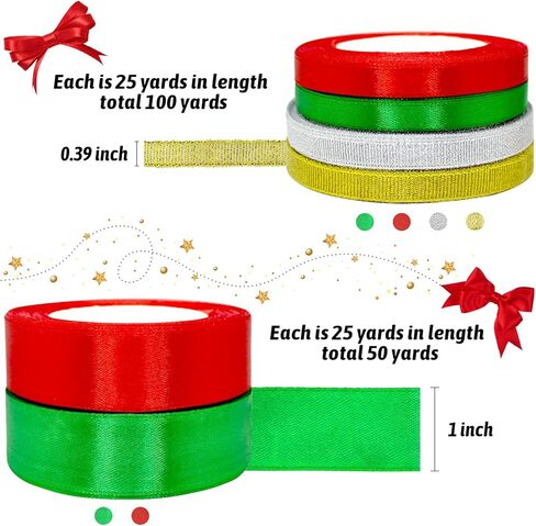 6 لفات 150 ياردة شرائط عيد الميلاد شريط من الساتان الأحمر لتغليف الهدايا الحرف عطلة عيد الميلاد الانحناء لتقوم بها بنفسك in Kuwait