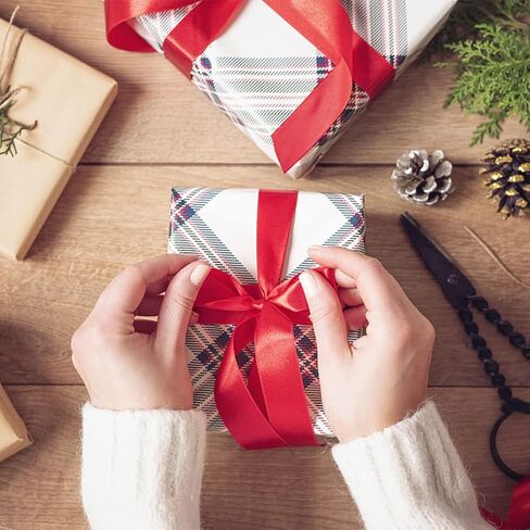 6 لفات 150 ياردة شرائط عيد الميلاد شريط من الساتان الأحمر لتغليف الهدايا الحرف عطلة عيد الميلاد الانحناء لتقوم بها بنفسك in Kuwait