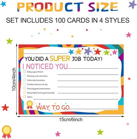 Crtiin 100 Pcs Teacher Notes to Parents Classroom Incentive Cards Classroom Behavior Chart Motivational Good Behavior Cards for Teachers to Students Parents Preschool Kindergarten Elementary School in Saudi Arabia
