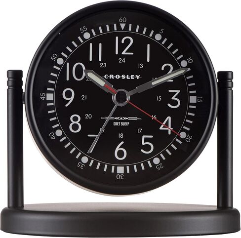 Crosley Nautical Alarm Clock for Desk Side Table and Night Stand, All Metal Case with Dome Glass Lens, Adjustable Viewing Angle, Simple Operating Controls (Black) in Saudi Arabia