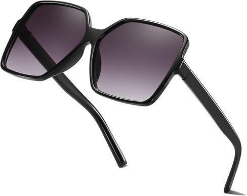Women's Chic Square Oversized Sunglasses Big Large Wide Fashion Shades for Women Men 100% UV Protection in Kuwait