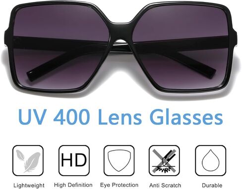 Women's Chic Square Oversized Sunglasses Big Large Wide Fashion Shades for Women Men 100% UV Protection in Kuwait