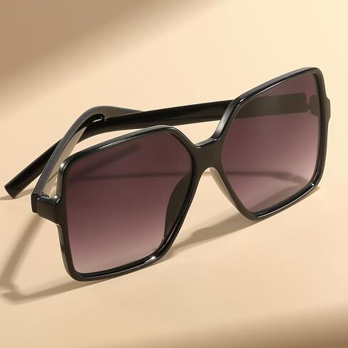 Women's Chic Square Oversized Sunglasses Big Large Wide Fashion Shades for Women Men 100% UV Protection in Kuwait