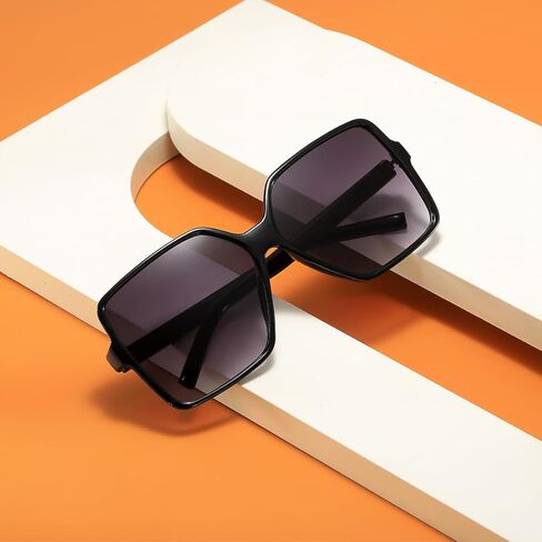 Women's Chic Square Oversized Sunglasses Big Large Wide Fashion Shades for Women Men 100% UV Protection in Kuwait