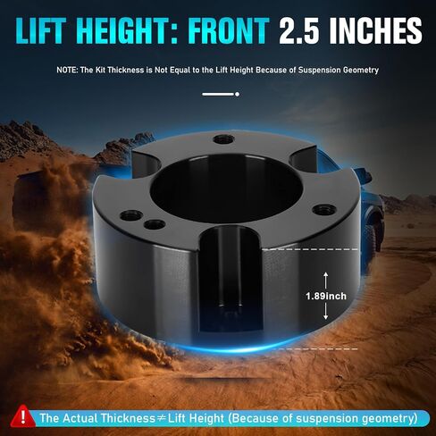 مجموعات رفع التسوية الأمامية مقاس 2.5 بوصة مناسبة لسيارات Ford Ranger 2WD 4WD 2019 2020 2021 2022، مجموعات مستوى التعليق الفاصل الأمامي من الألومنيوم ترفع 2.5 بوصة عند الالتقاط بإطارات 255/265/285 in Kuwait