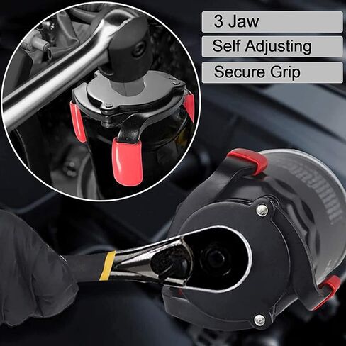 مفتاح ربط فلتر الزيت العالمي، مجموعة أدوات إزالة فلتر الزيت 3 فك قابلة للتعديل من 2.4 بوصة إلى 3.8 بوصة، تعمل مع مقابس محرك السقاطة 3/8 بوصة in Kuwait