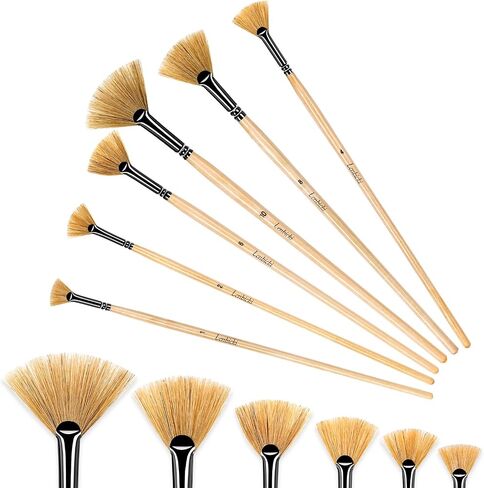 Fan Brush Set - 6 Pcs Bristle Hair Artist Soft Anti-Shedding Fan Paint Brushes for Acrylic Watercolor Oil Painting in Saudi Arabia