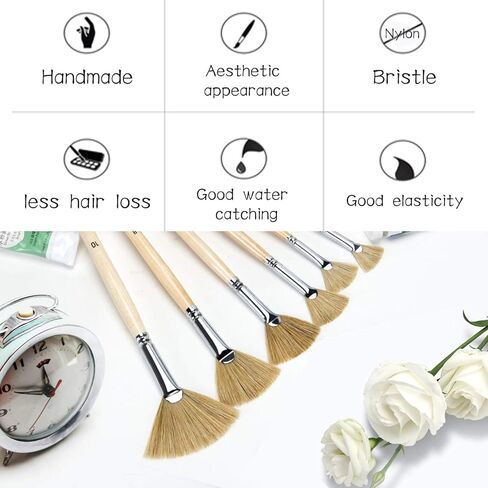Fan Brush Set - 6 Pcs Bristle Hair Artist Soft Anti-Shedding Fan Paint Brushes for Acrylic Watercolor Oil Painting in Saudi Arabia