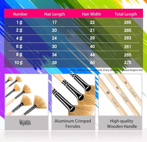 Fan Brush Set - 6 Pcs Bristle Hair Artist Soft Anti-Shedding Fan Paint Brushes for Acrylic Watercolor Oil Painting in Saudi Arabia