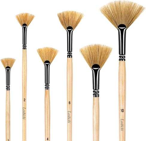 Fan Brush Set - 6 Pcs Bristle Hair Artist Soft Anti-Shedding Fan Paint Brushes for Acrylic Watercolor Oil Painting in Saudi Arabia
