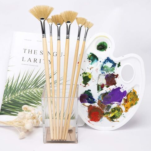 Fan Brush Set - 6 Pcs Bristle Hair Artist Soft Anti-Shedding Fan Paint Brushes for Acrylic Watercolor Oil Painting in Saudi Arabia