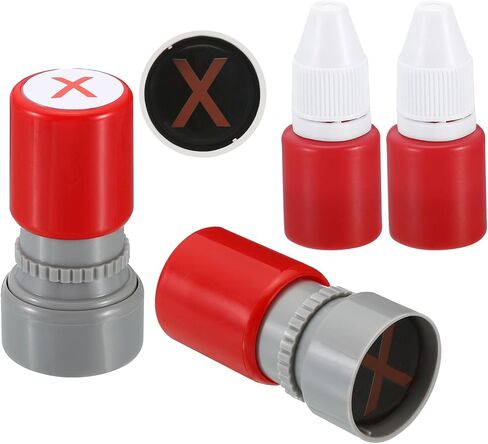 PATIKIL Letter Stamps Self Inking, 2 Pack Character x Alphabet Teacher Stamp Initial Stamp Mini Ink Stamp for Class Notebook Scrapbooking DIY Craft, Red Ink in Saudi Arabia