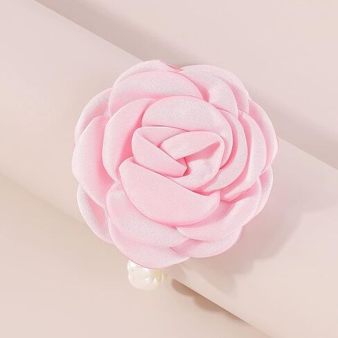 Large Rose Flower Pearl Choker Necklaces, Vintage French Camellia Charm Short Clavicle Necklaces, Fashion Statement Jewelry Gifts for Women Teen Girls in Kuwait