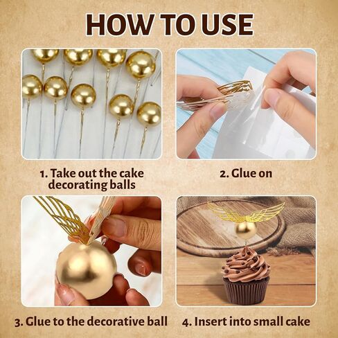 24 قطعة من أغطية الكب كيك، معالج سحري ذهبي أجنحة عيد ميلاد لوازم تزيين الكيك للأطفال الأولاد والبنات استحمام الطفل in Kuwait