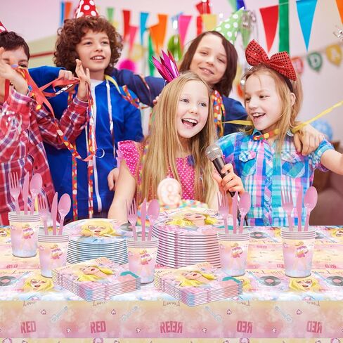 TS Birthday Party Supplies -Serves 24 Guests,Includes Paper Plates Napkins Cups Plastic Tablecloths Music Tableware Set For Boys Kids Girls Fans Birthday Party Decorations in Saudi Arabia