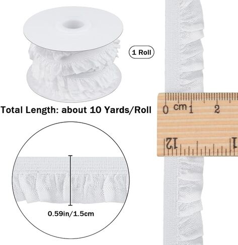 GORGECRAFT 10 Yards Ruffled Elastic Trim Pink Stretch Ruffle Ribbon Tulle Trim Fabric Ruffle Trim Ribbon Pleated Lace Fabric Trim for Dress Pillowcase Doll Decorations DIY Handicrafts in Saudi Arabia