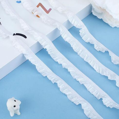 GORGECRAFT 10 Yards Ruffled Elastic Trim Pink Stretch Ruffle Ribbon Tulle Trim Fabric Ruffle Trim Ribbon Pleated Lace Fabric Trim for Dress Pillowcase Doll Decorations DIY Handicrafts in Saudi Arabia