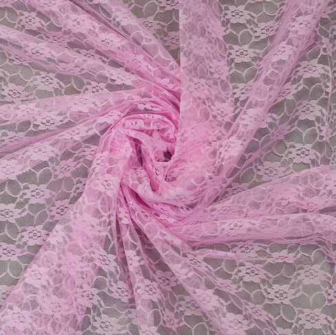 MDS Pack of 5 Yard Bridal Solid Raschel Lace Fabric, Vintage Lace Fabric Bolt for Wedding Dress,Fashion, Crafts, Decorations Lace Trim Fabric 55" Width- Pink in Saudi Arabia