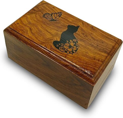 Wooden Urn -Engraved paw with Angel Wing-Pet Urns for Dogs Ashes-Decorative Wooden Pet Urns for Ashes - Rosewood Cremation Urns for Dogs-Pet Urns for Cats-Wooden Box (Your Cat in Heaven) in Saudi Arabia