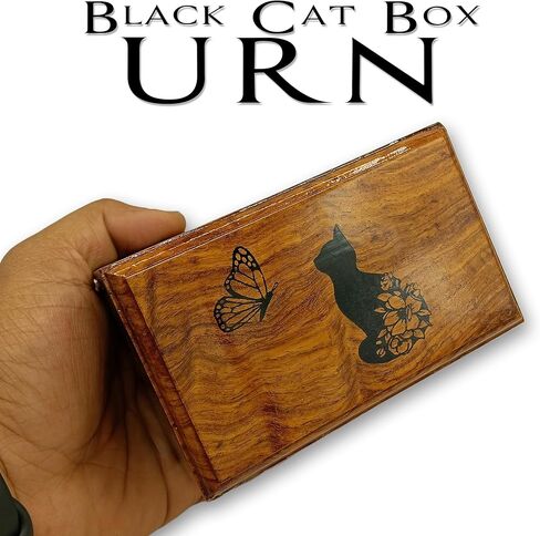 Wooden Urn -Engraved paw with Angel Wing-Pet Urns for Dogs Ashes-Decorative Wooden Pet Urns for Ashes - Rosewood Cremation Urns for Dogs-Pet Urns for Cats-Wooden Box (Your Cat in Heaven) in Saudi Arabia