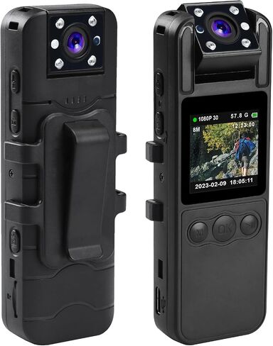 DANOPLUS Body Camera HD 1080P Body Cameras with Audio and Video Recording, 180° Rotating Lens Body Cam with IR Night Vision &10 Hours Continuous Recording, Personal Body Cam with 1/4" Screw Hole in Saudi Arabia